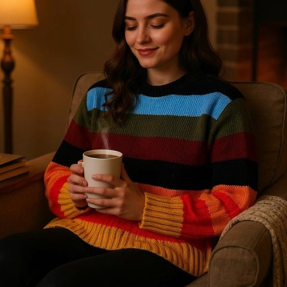 Urban Outfitters Indie Skater Knit Striped Sweater Medium - Picture 1 of 10